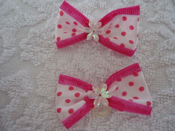 Laço Simples rosa/bola branca (P) F.P - cod. 1013